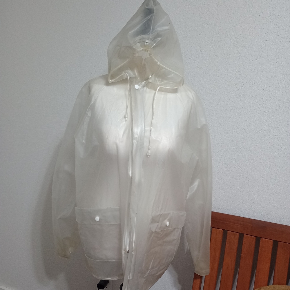 **VINTAGE** Jiffy Clear Rain Jacket with Hood  Size S